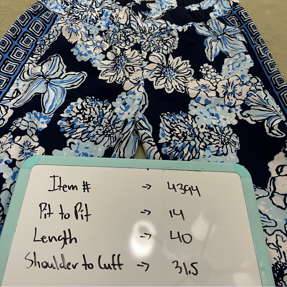 Lilly Pulitzer Tank Top, Button Shirt, Pant Set Low Tide Navy Medium And Small - Picture 14 of 14